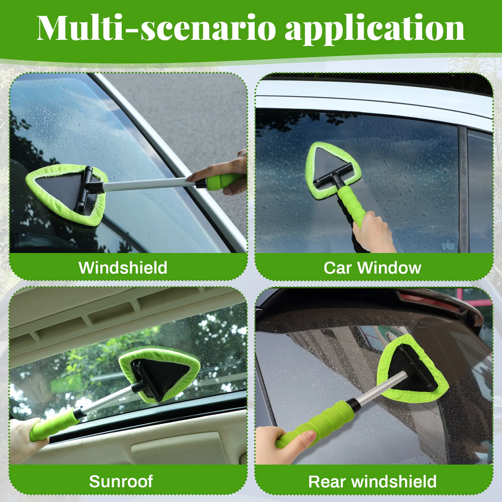 Car Windshield Cleaner – Microfiber Window Cleaning Tool with 180° Swivel Head & Extendable Handle