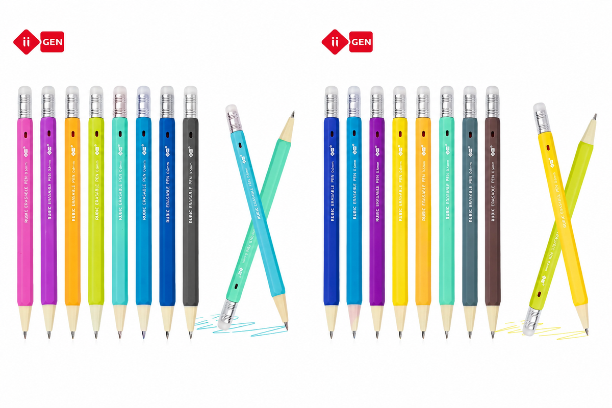 iiGEN 36-Color Erasable Gel Pen Set | 0.6mm Fine Tip, Ergonomic Hexagonal Grip