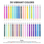iiGEN 36-Color Erasable Gel Pen Set | 0.6mm Fine Tip, Ergonomic Hexagonal Grip