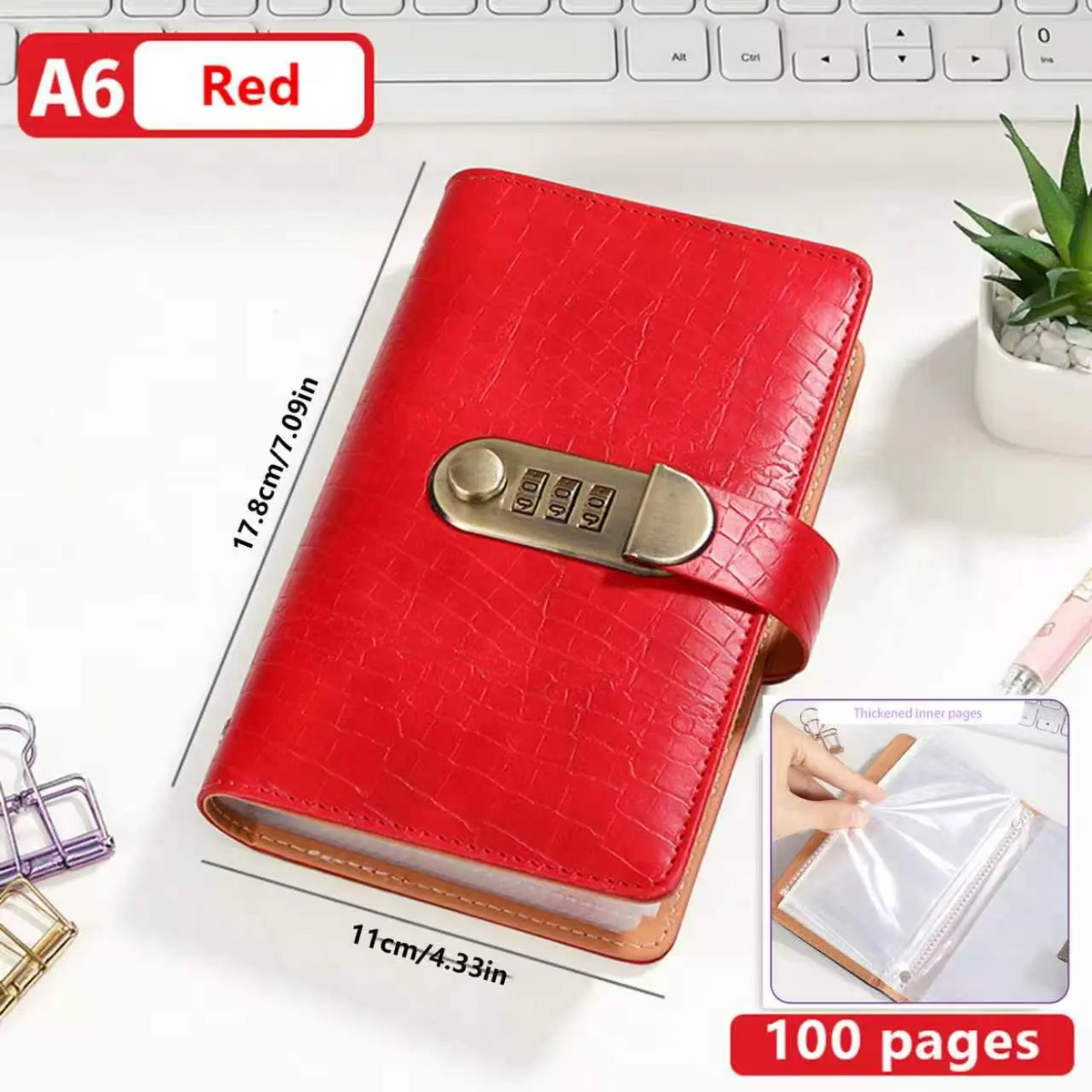 A6 Leather Journal with Combination Lock – 100 Pages