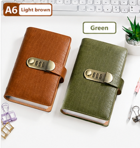 A6 Leather Journal with Combination Lock – 100 Pages