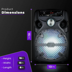 8" Portable Bluetooth Karaoke Speaker with Microphone, Tripod Stand & FM Radio – LED Party Sound System
