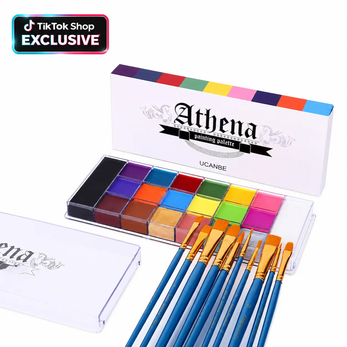 Athena 20-Color Face & Body Paint Palette – Waterproof, Non-Toxic, for Halloween & Artistic Makeup