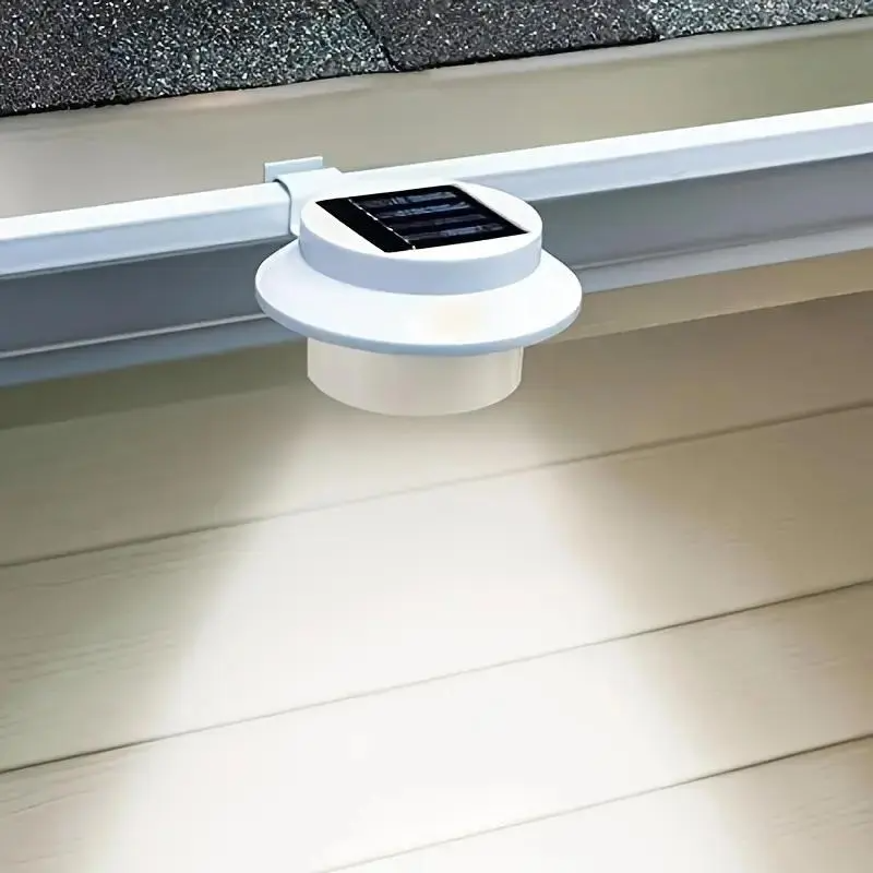 Solar LED Gutter Lights – Auto Sensor, Waterproof, for Garden, Stairs & Garage (White)