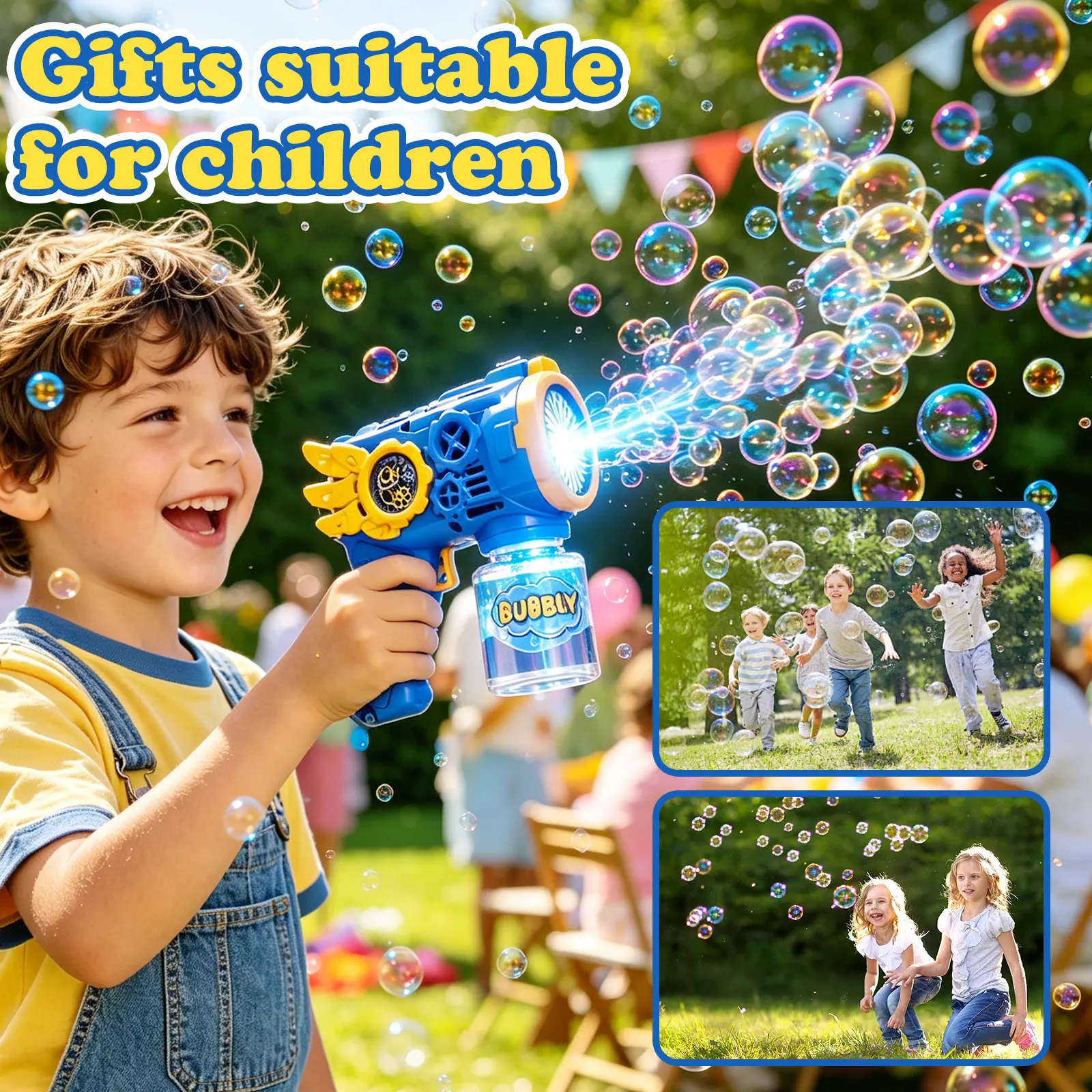 Children's LED Bubble Gun Toy with Leak-Proof Bottle