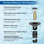 3-in-1 Pop-Up Sink Drain Strainer with Removable Basket | Fits 1.1"–2.36" Drains | Matte Black & More