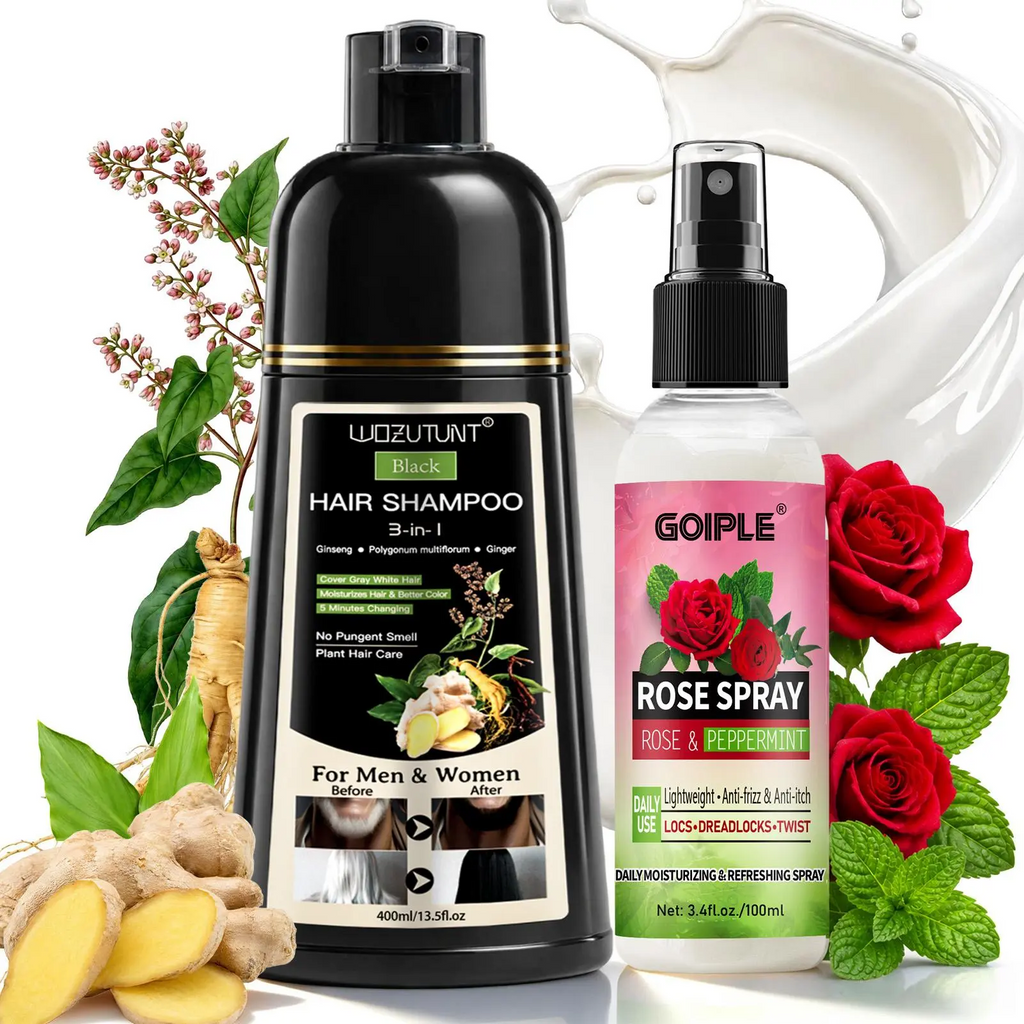 3-in-1 Hair Dye Shampoo – Ginseng Herbal Formula, Covers Grays, Long-Lasting Color (200ml)