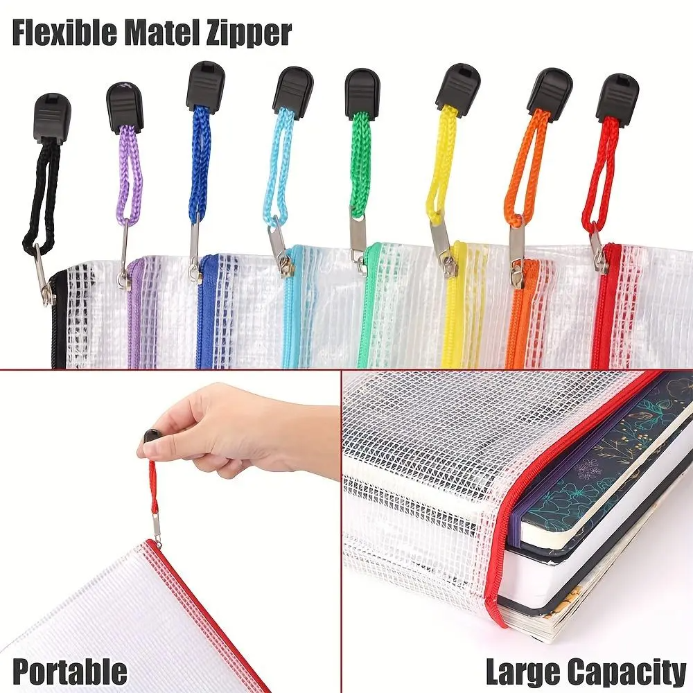 A4 Mesh Zipper File Pouches