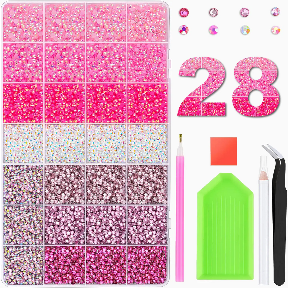 42,000Pcs Rhinestone Kit – 42 Colors 3mm Round Glitter Gems for Nail Art & DIY Crafts