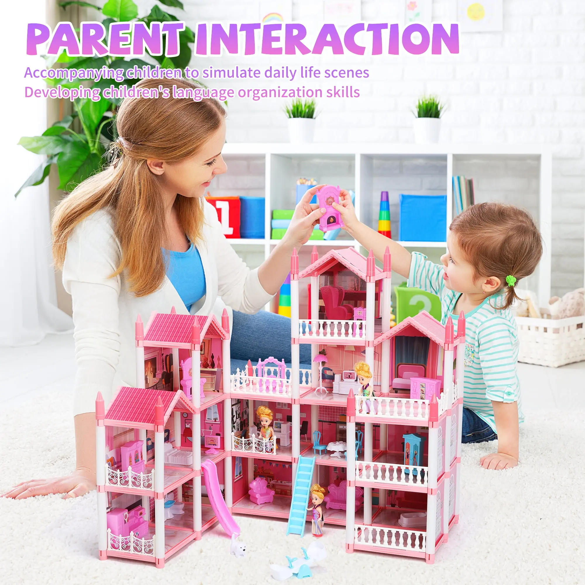 Princess Castle Dollhouse with Lights
