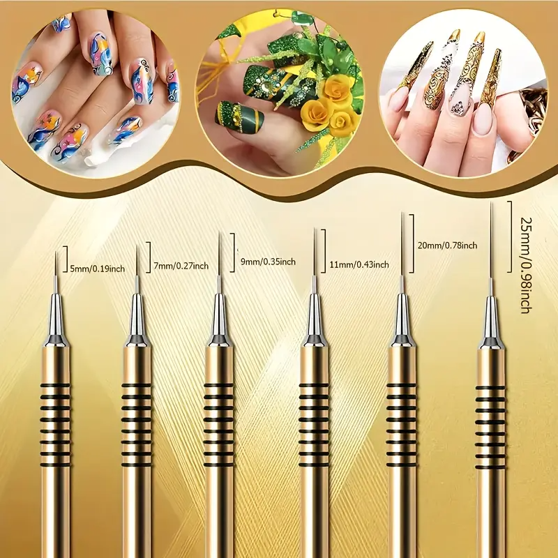 6-Piece Nail Art Striping Brush Set