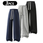 Men's Fleece-Lined Warm Sweatpants | Drawstring design, loose fit—suitable for autumn and winter wear.