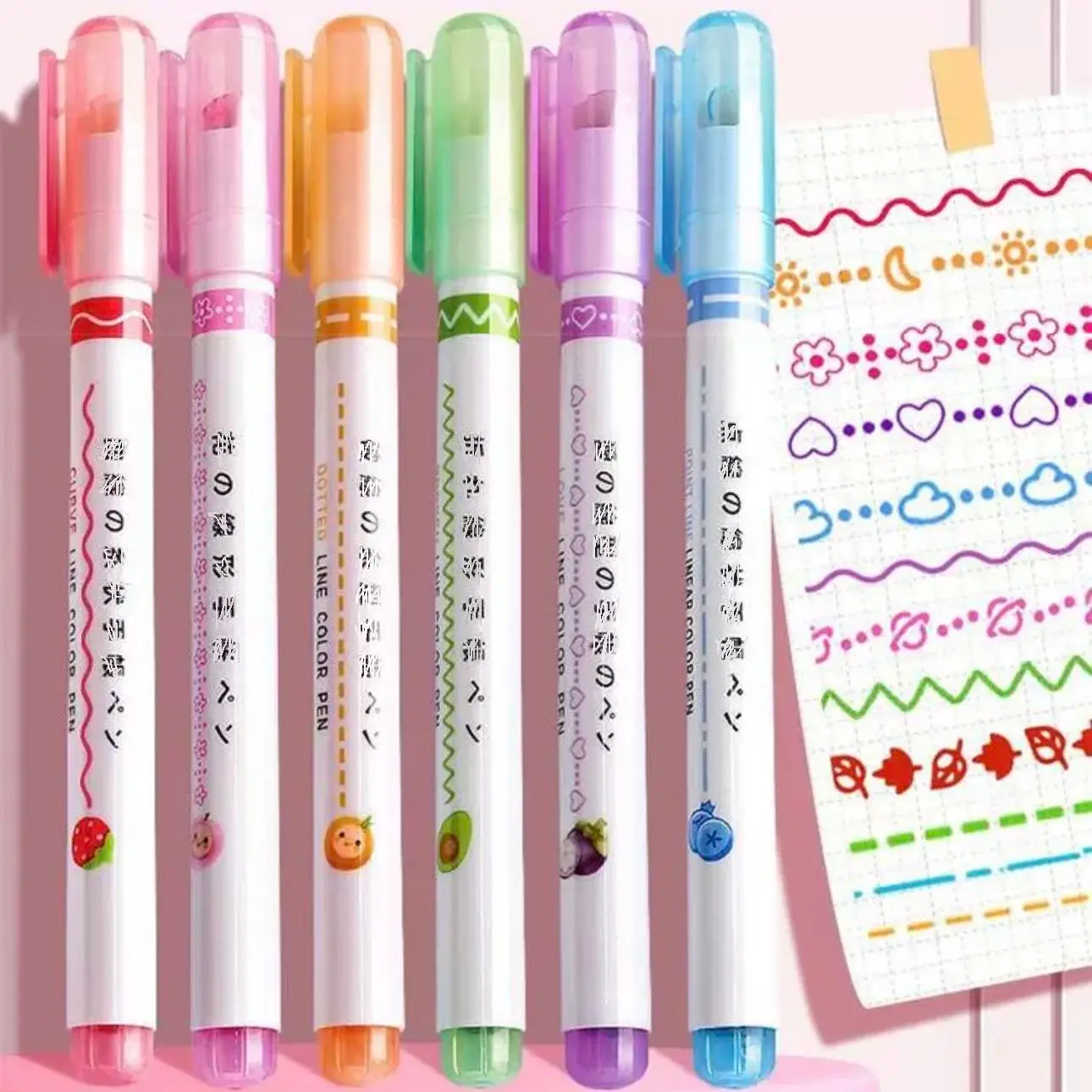 6-Piece Fluorescent Highlighter Marker Set