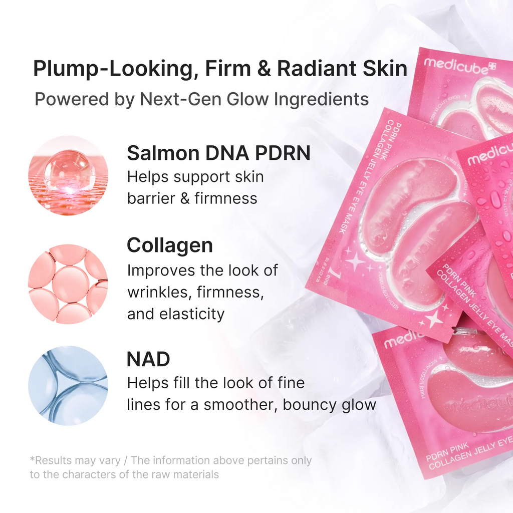 PDRN Pink Collagen Jelly Eye Mask | Hydrogel Eye Patches with PDRN, Collagen & NAD+