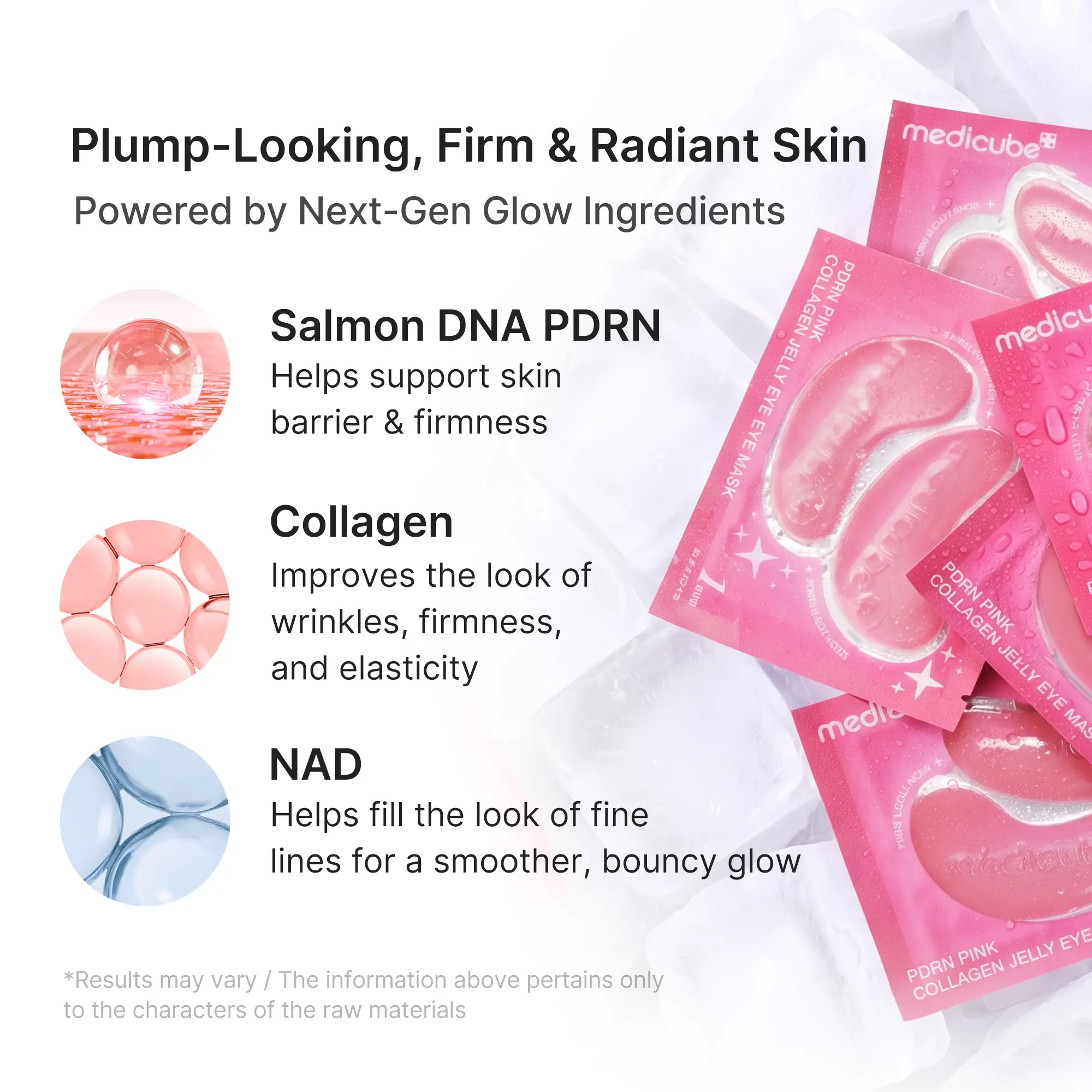 PDRN Pink Collagen Jelly Eye Mask | Hydrogel Eye Patches with PDRN, Collagen & NAD+