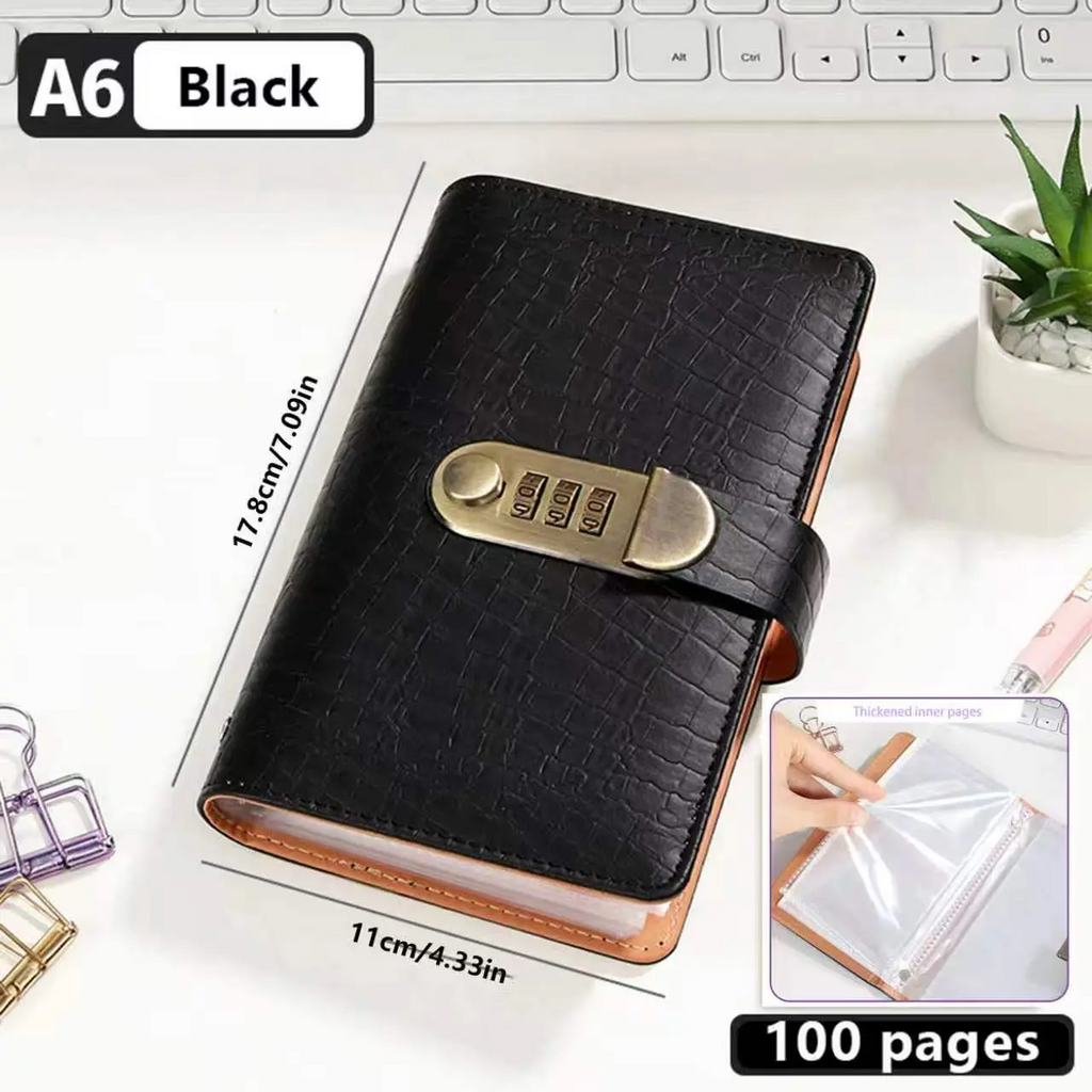 A6 Leather Journal with Combination Lock – 100 Pages