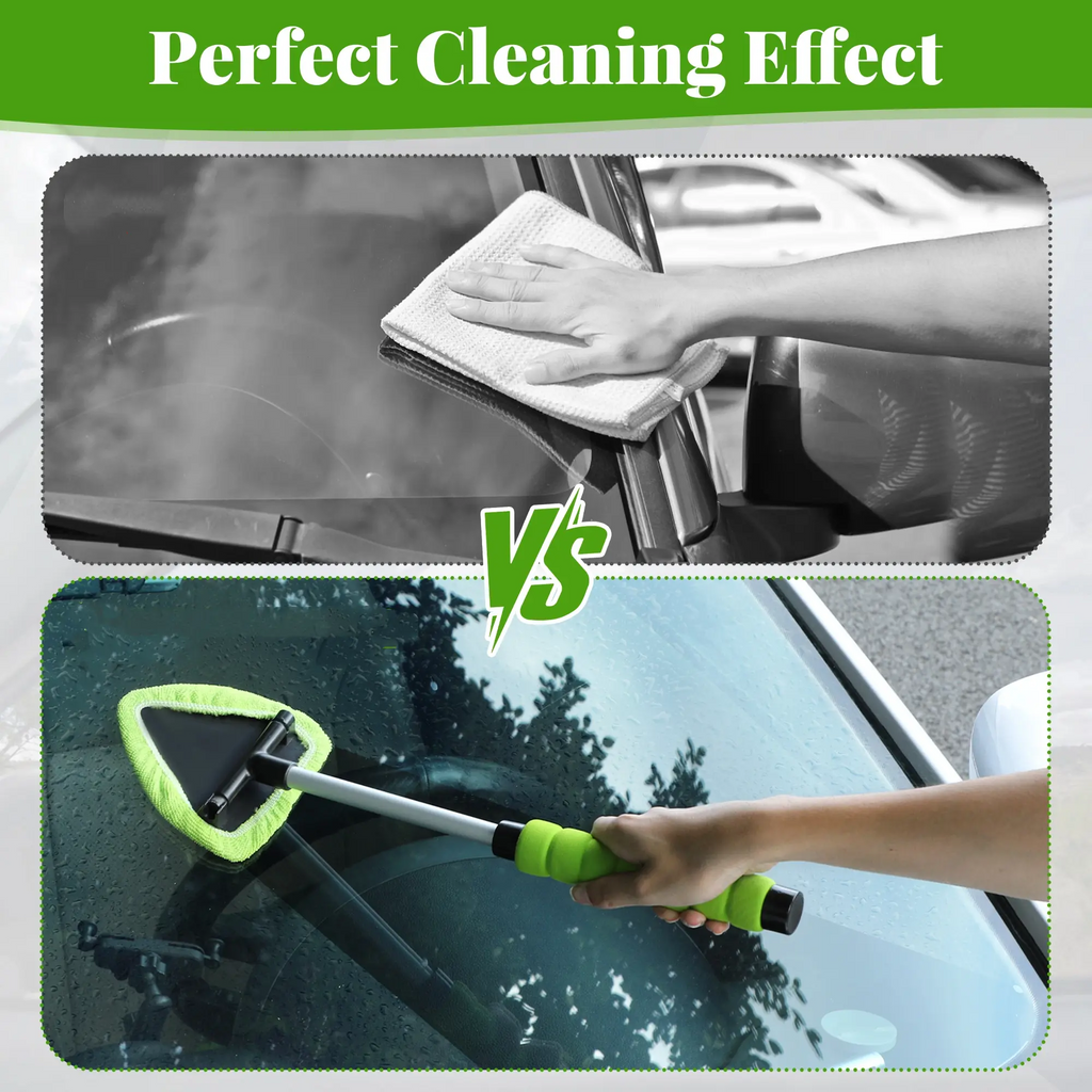 Car Windshield Cleaner – Microfiber Window Cleaning Tool with 180° Swivel Head & Extendable Handle