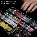 3D Nail Charms Kit – 8 Boxes of Rhinestones, Pearls & Jewels for Nail Art & DIY Crafts