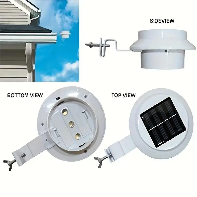 Solar LED Gutter Lights – Auto Sensor, Waterproof, for Garden, Stairs & Garage (White)