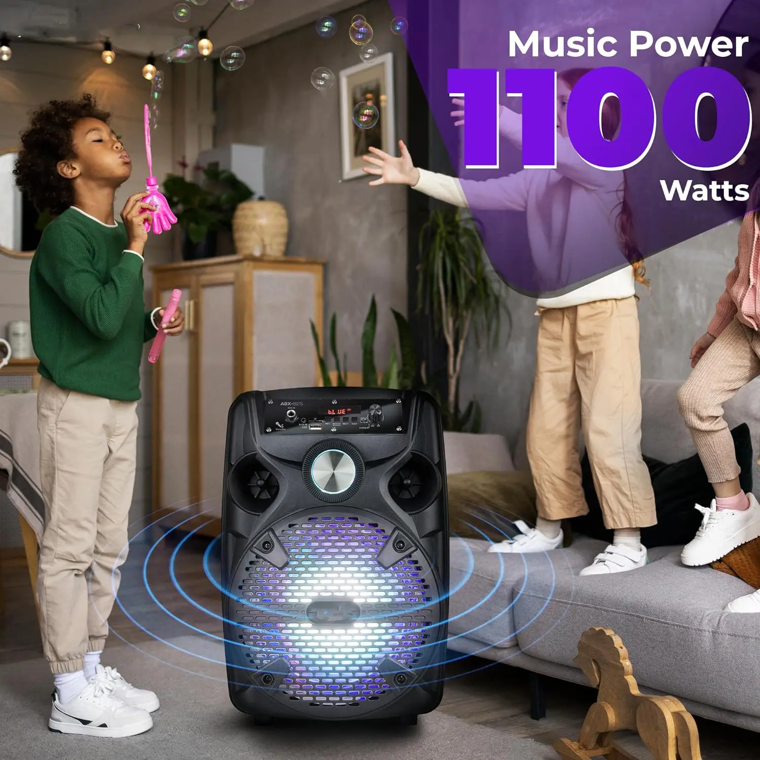 8" Portable Bluetooth Karaoke Speaker with Microphone, Tripod Stand & FM Radio – LED Party Sound System