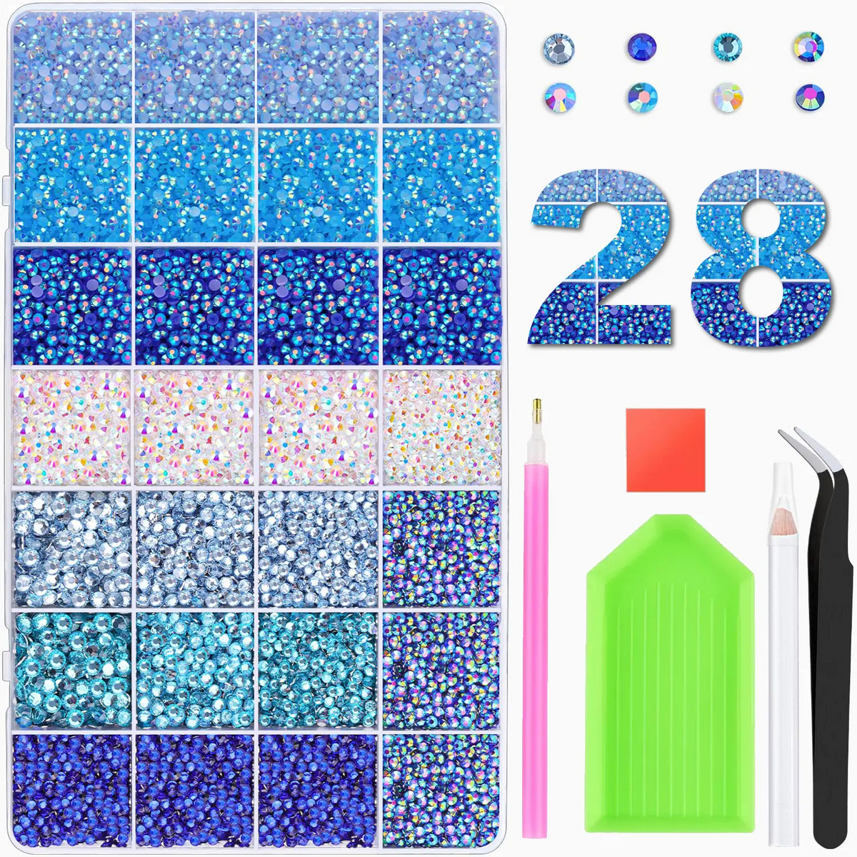 42,000Pcs Rhinestone Kit – 42 Colors 3mm Round Glitter Gems for Nail Art & DIY Crafts