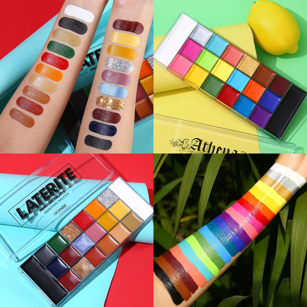 Athena 20-Color Face & Body Paint Palette – Waterproof, Non-Toxic, for Halloween & Artistic Makeup
