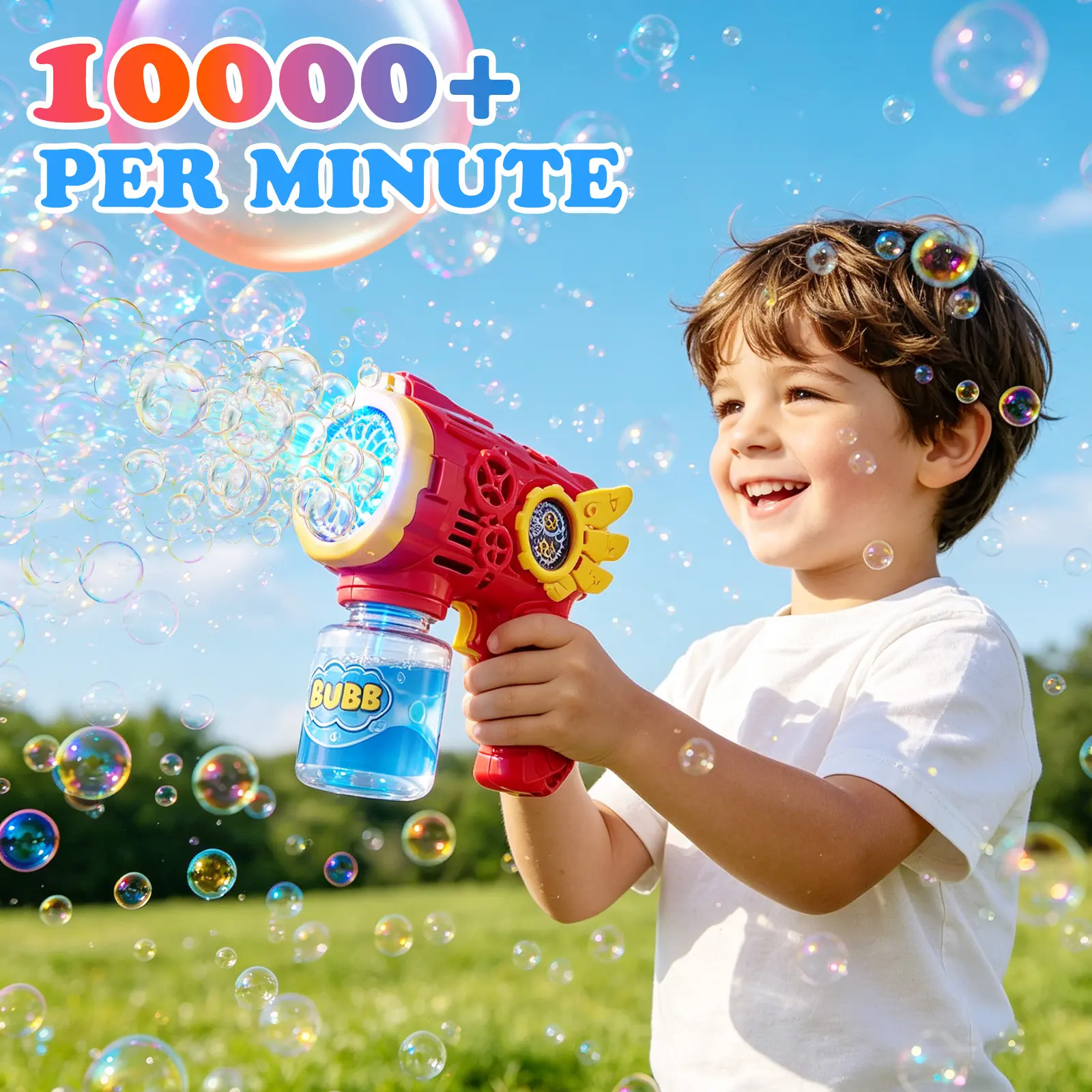 Children's LED Bubble Gun Toy with Leak-Proof Bottle