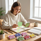 Sticky Notes with Pull-Out Dispenser | 12 Boxes 960 Sheets | 6 Colors | Strong Adhesive No Residue