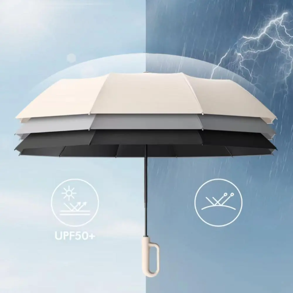 Automatic Folding Umbrella – Windproof & Waterproof | 10-Rib Double Canopy | Men & Women