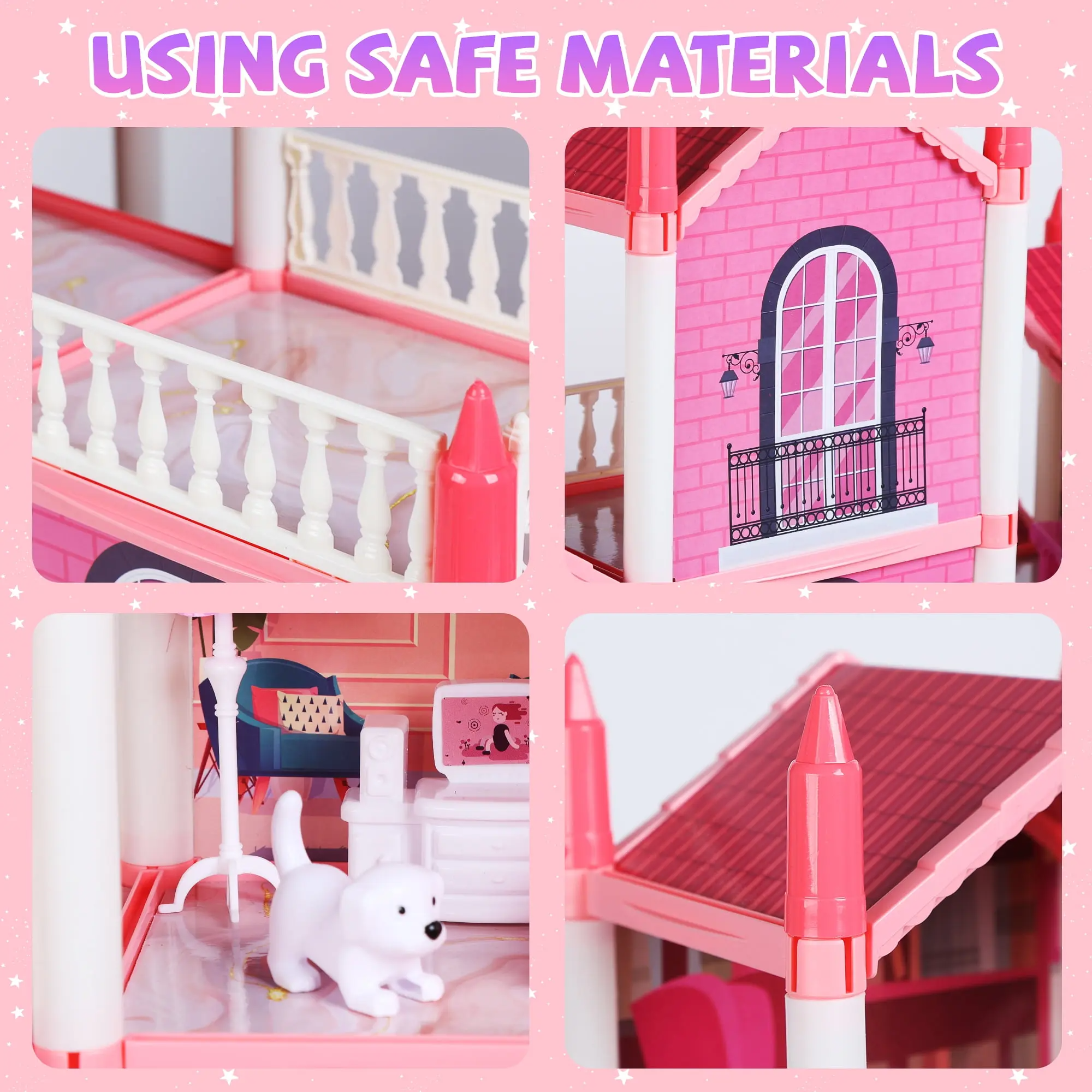 Princess Castle Dollhouse with Lights