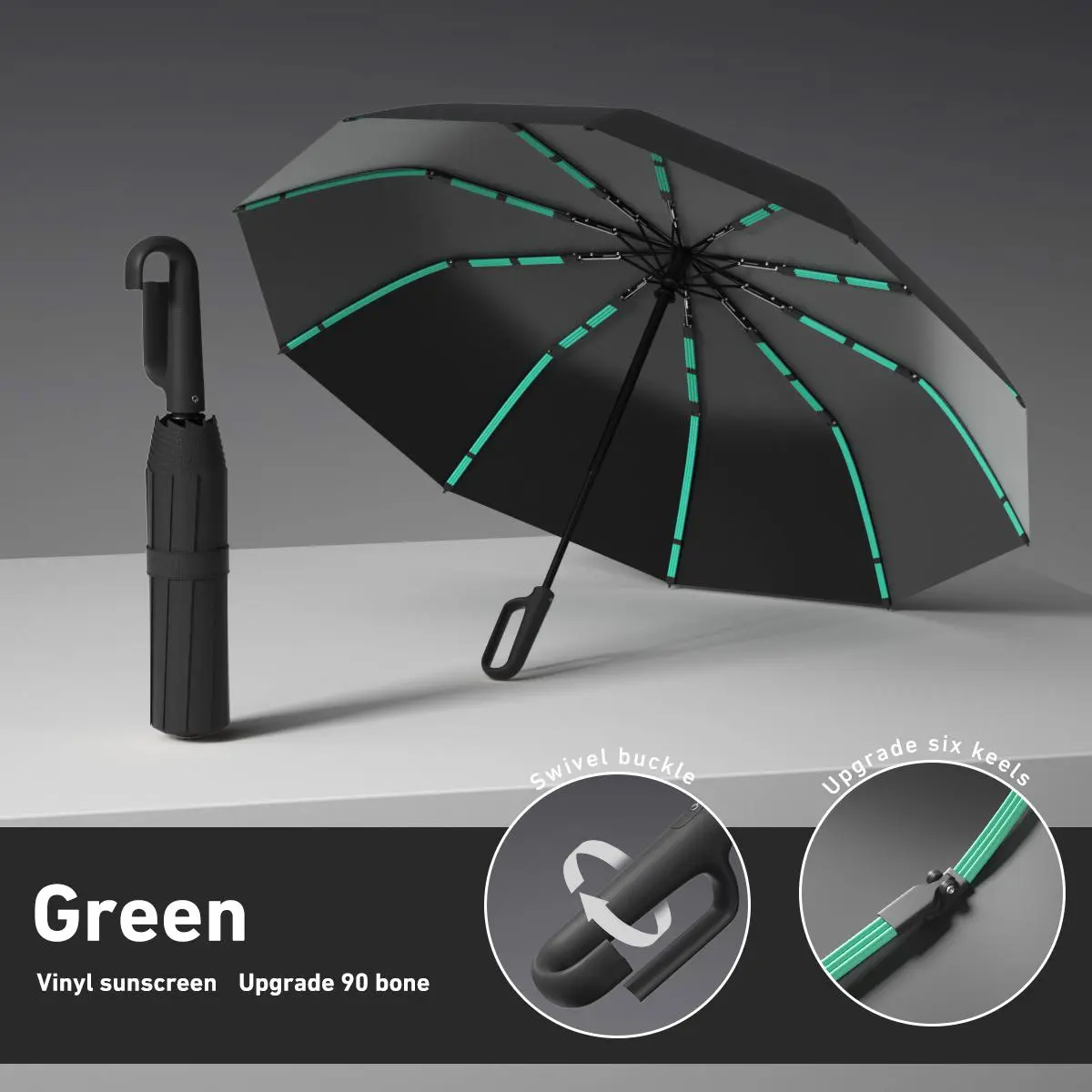 Automatic Folding Umbrella – Windproof & Waterproof | 10-Rib Double Canopy | Men & Women