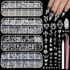 3D Nail Charms Kit – 8 Boxes of Rhinestones, Pearls & Jewels for Nail Art & DIY Crafts