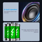 8" Portable Bluetooth Karaoke Speaker with Microphone, Tripod Stand & FM Radio – LED Party Sound System