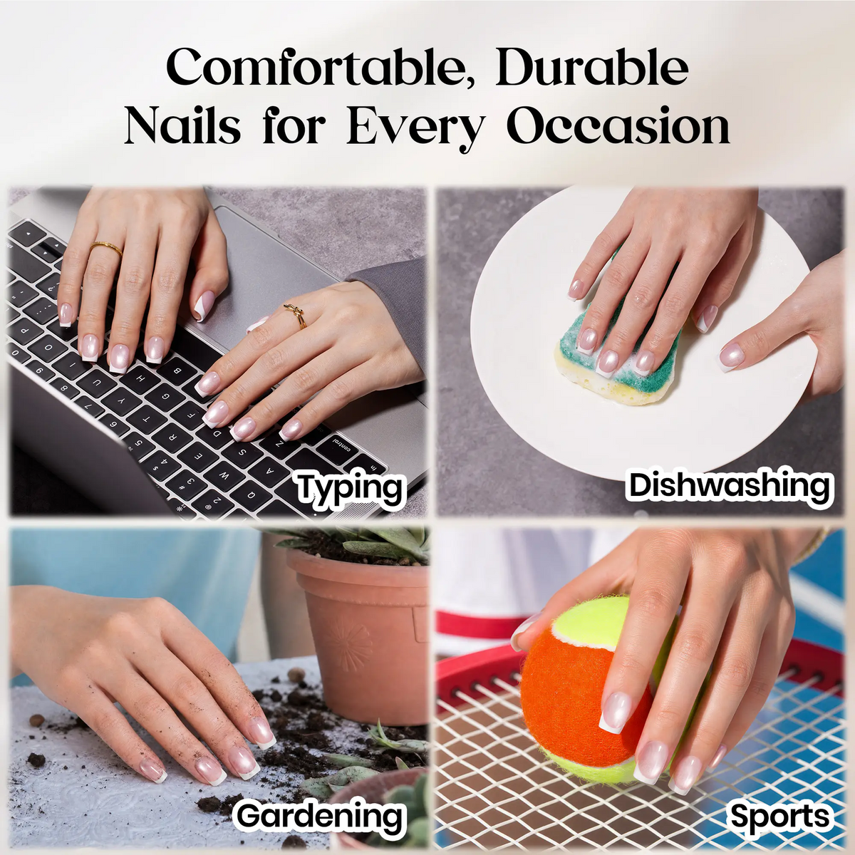 Cat Eye Press-On Nails – Gel-Painted French Tips, Full Cover Soft Gel Fake Nails for DIY Salon Manicure