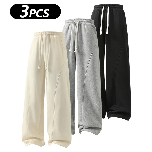 Men's Fleece-Lined Warm Sweatpants | Drawstring design, loose fit—suitable for autumn and winter wear.