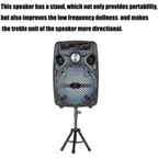 8" Portable Bluetooth Karaoke Speaker with Microphone, Tripod Stand & FM Radio – LED Party Sound System
