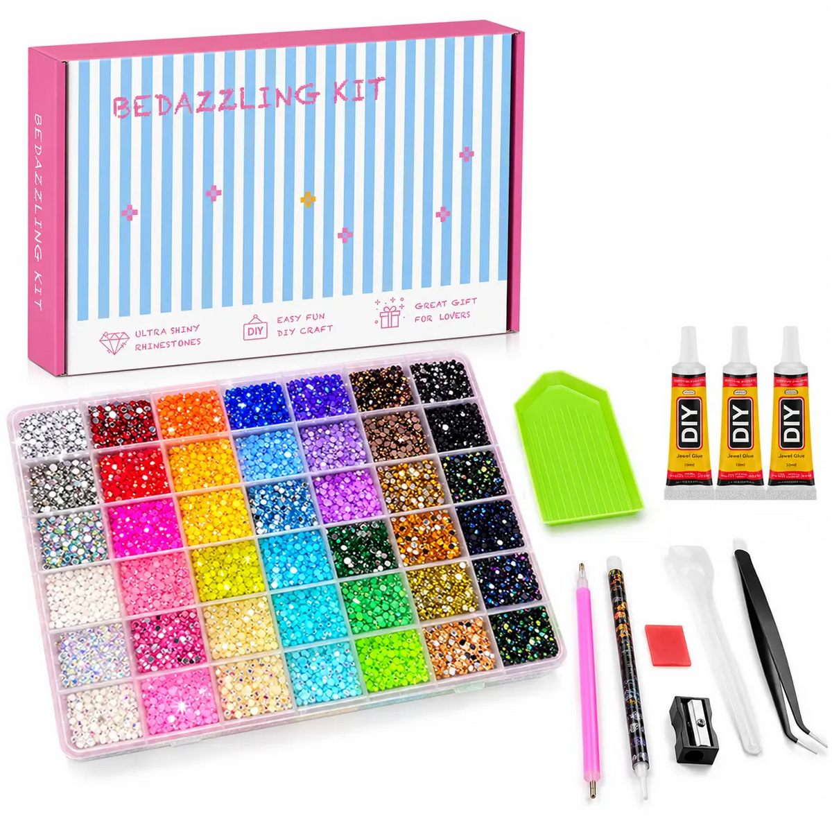 42,000Pcs Rhinestone Kit – 42 Colors 3mm Round Glitter Gems for Nail Art & DIY Crafts