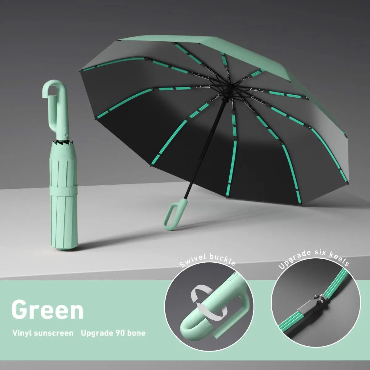 Automatic Folding Umbrella – Windproof & Waterproof | 10-Rib Double Canopy | Men & Women
