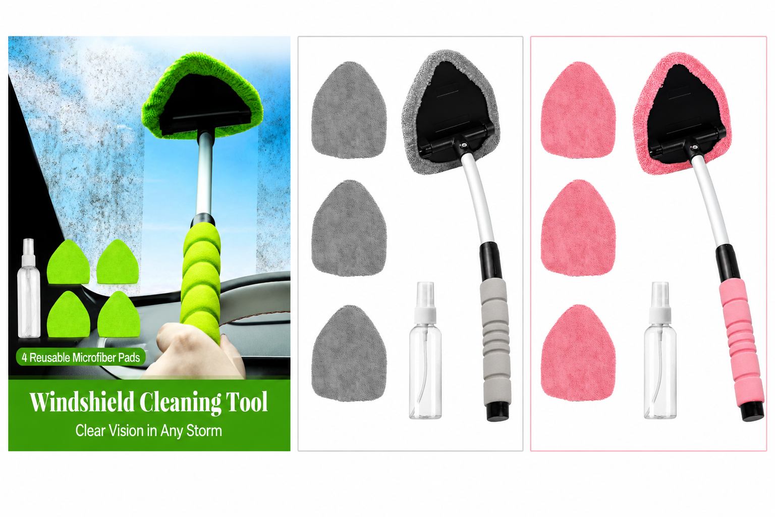 Car Windshield Cleaner – Microfiber Window Cleaning Tool with 180° Swivel Head & Extendable Handle